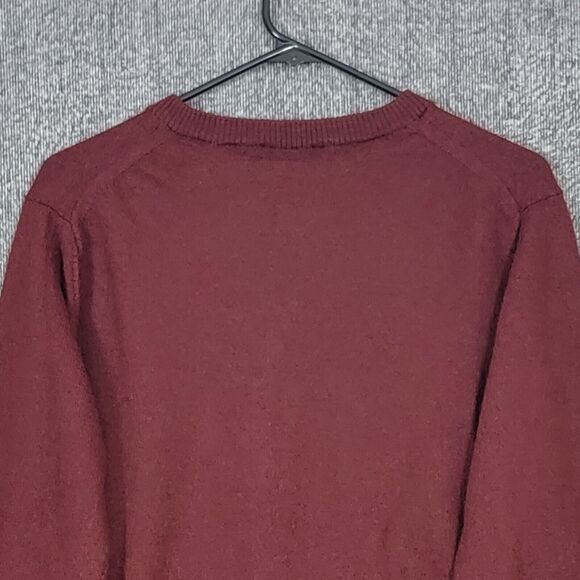 Murano Sweater Womens Medium Maroon Brown 100% Merino Wool V Neck Pullover - Picture 8 of 12